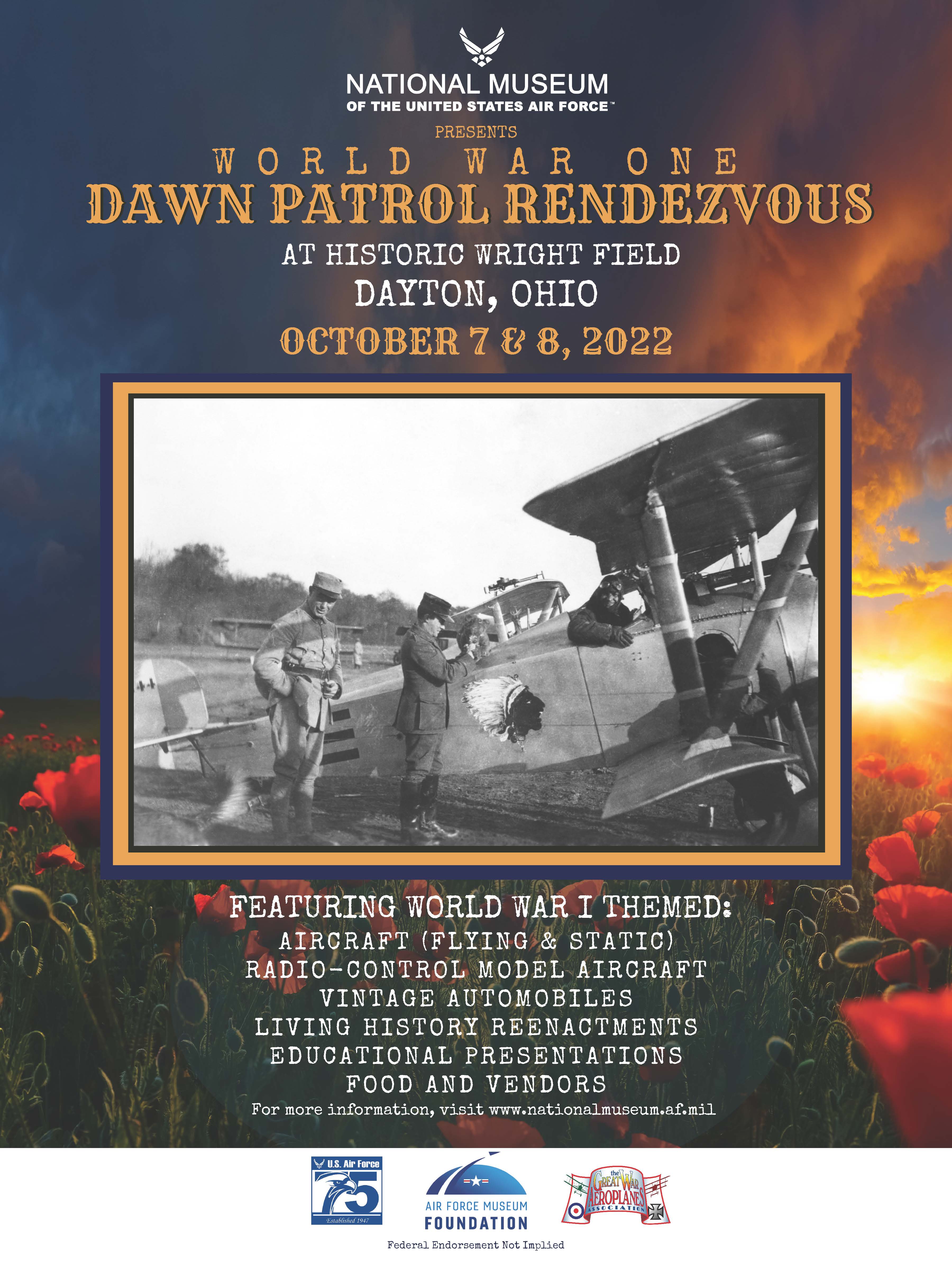 Event Poster for WWI Dawn Patrol on October 7 -8 at the museum